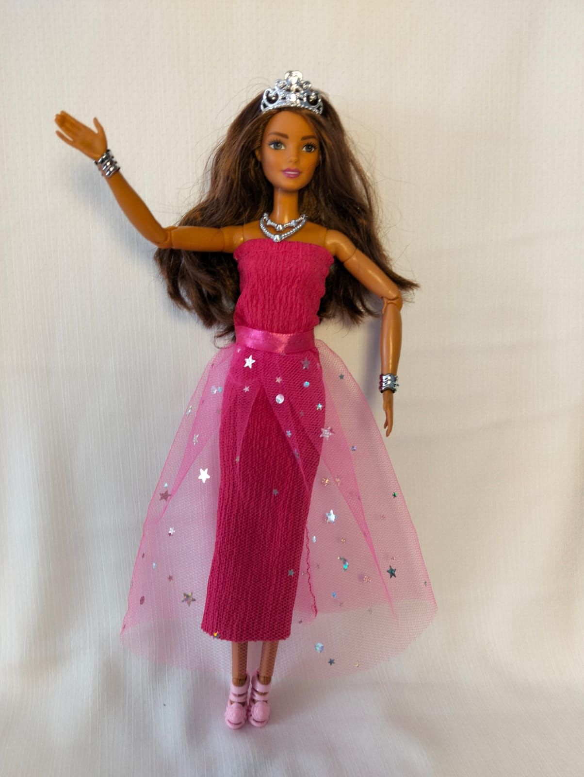 Uzun Straplez Tül Etekli Oyuncak Bebek Elbisesi - Long strapless toulle skirted dress