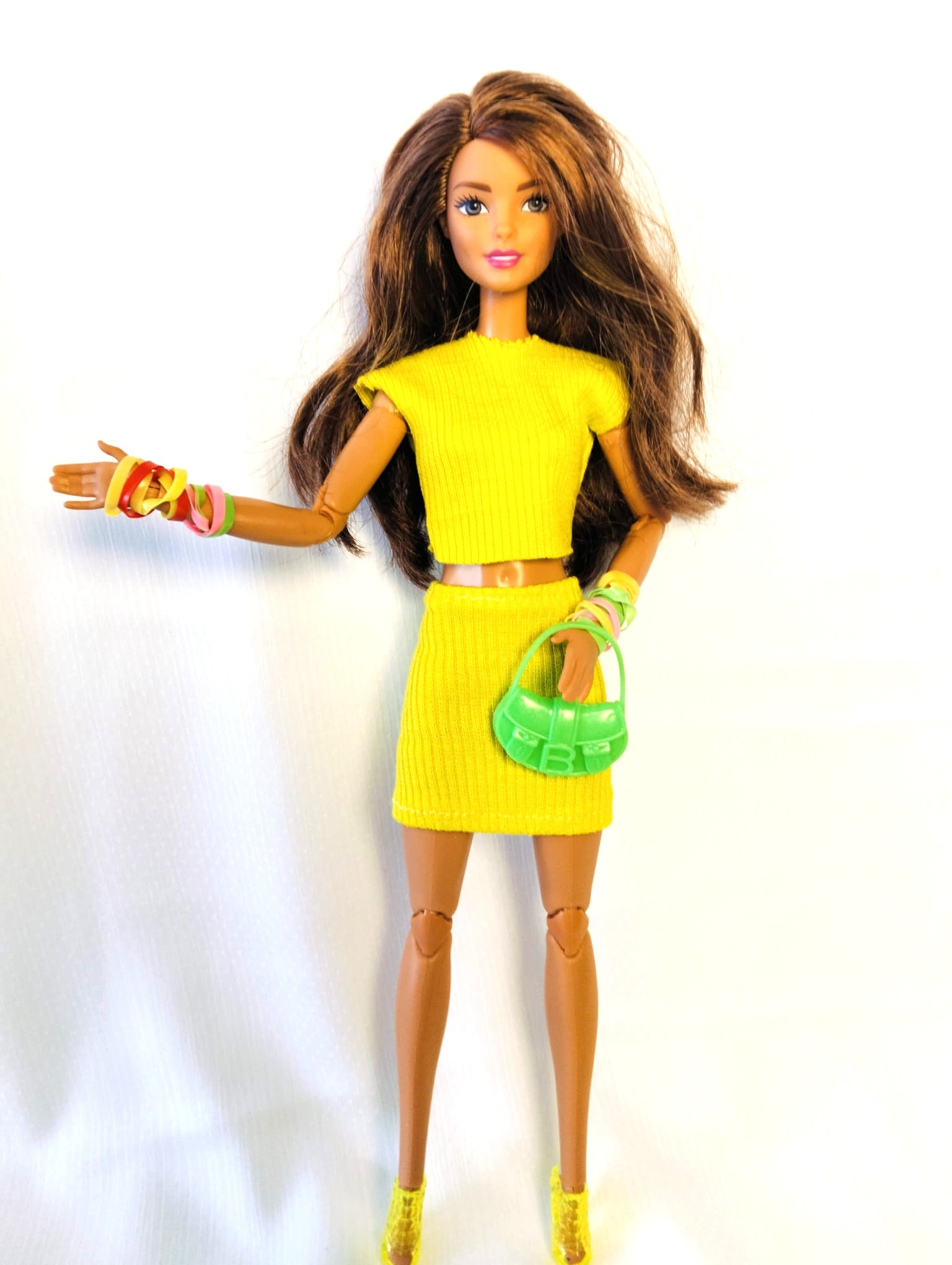 MIA WARDROBE OYUNCAK BEBEKLER İÇİN NEON BLUZ ETEK TAKIM - Neon elastic mini skirt and blouse