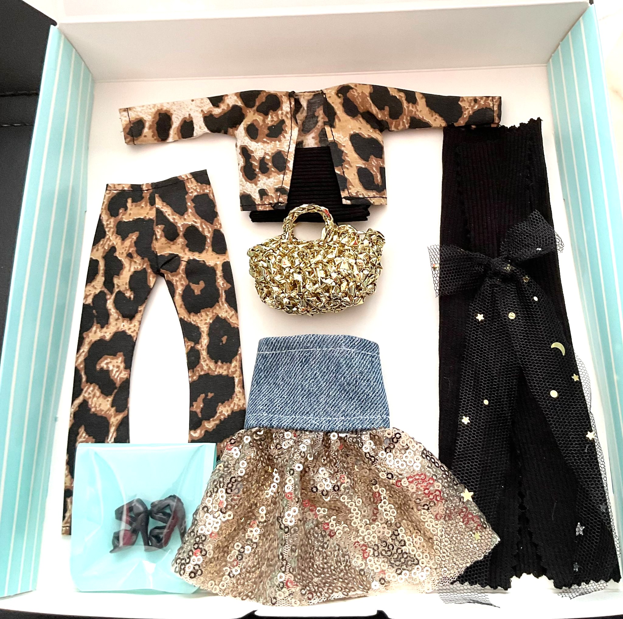 Mia Leopar Oyuncak Bebek Kıyafeti 3 lü Kombin Set