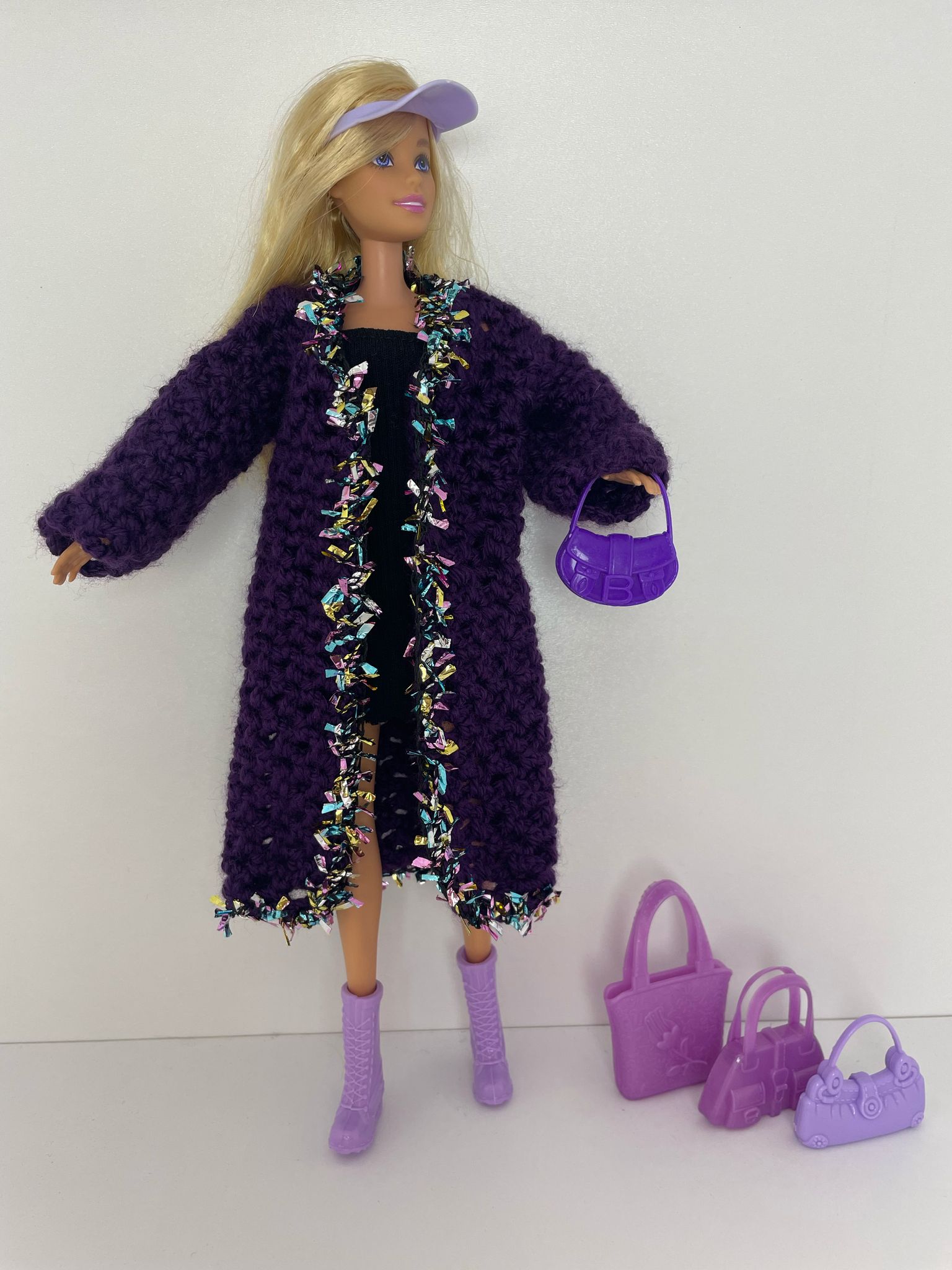 Mıa Oyuncak Bebek Kıyafeti Örgü Hırka - Bere Takım- Black Knitted cardigan and hat