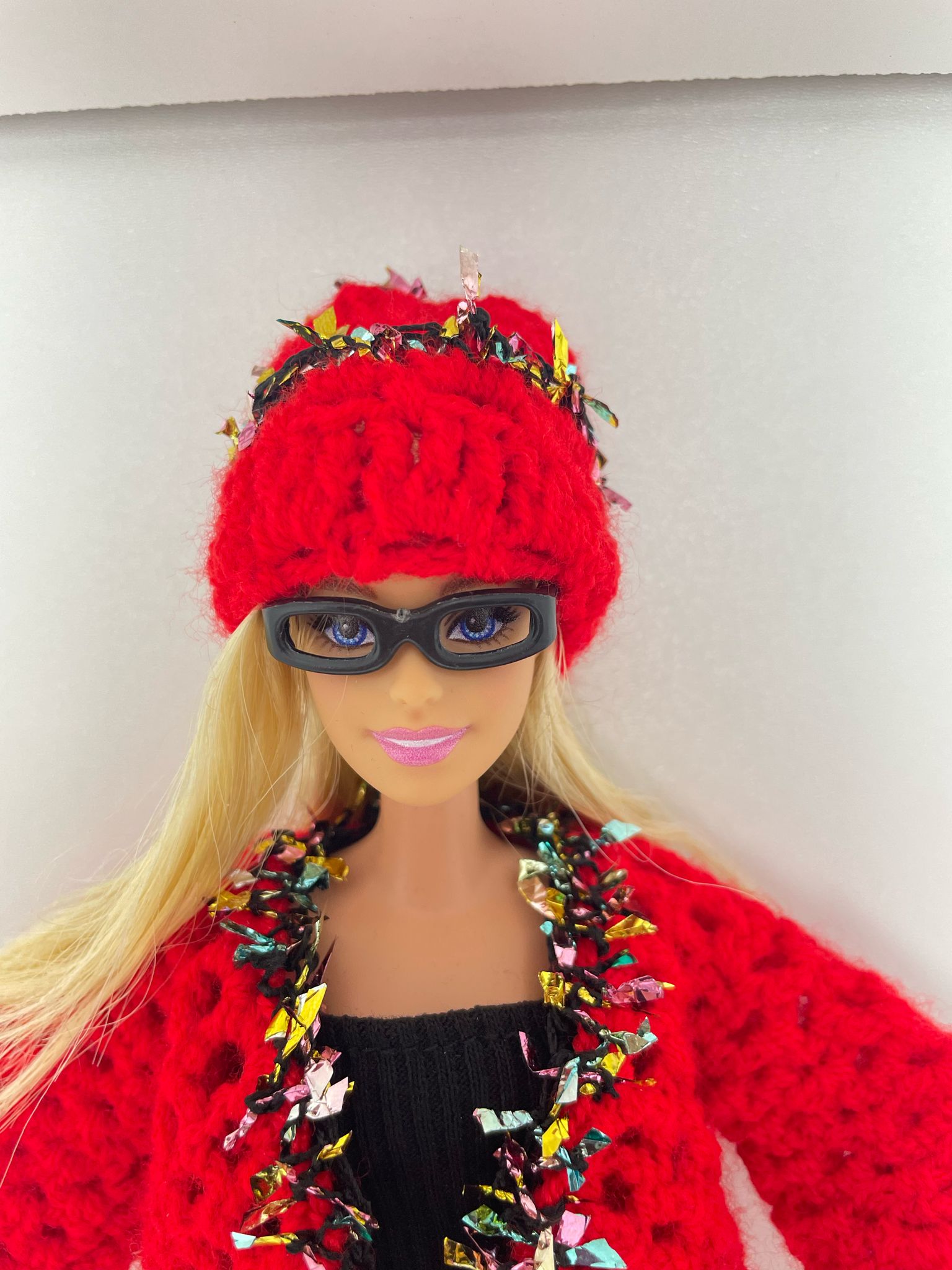 Mıa Oyuncak Bebek Kıyafeti Örgü Hırka - Bere Takım - Red knitted jacket and hat