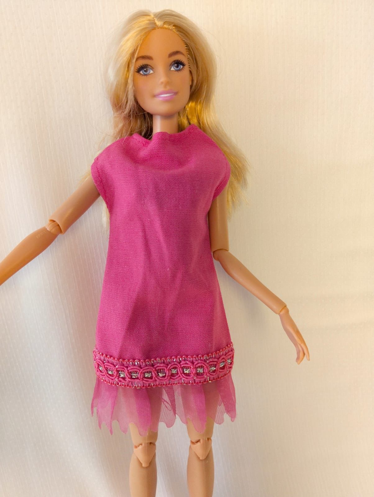 Fırfır Detaylı Pembe Oyuncak Bebek Elbisesi - Pink dress with ruffle dress