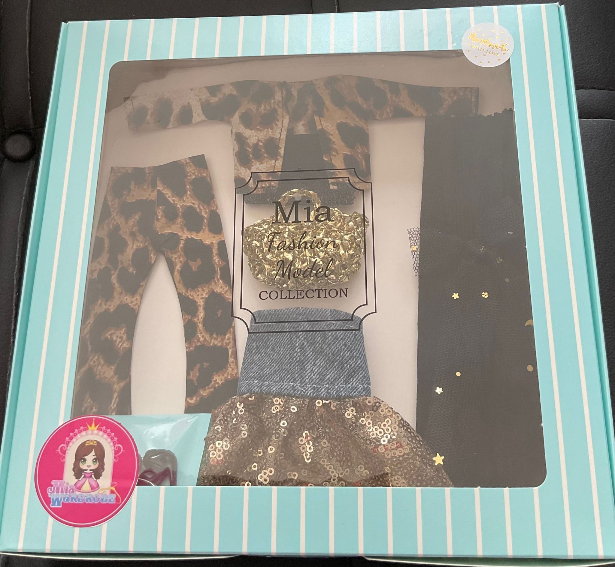 Mia Leopar Oyuncak Bebek Kıyafeti 3 lü Kombin Set